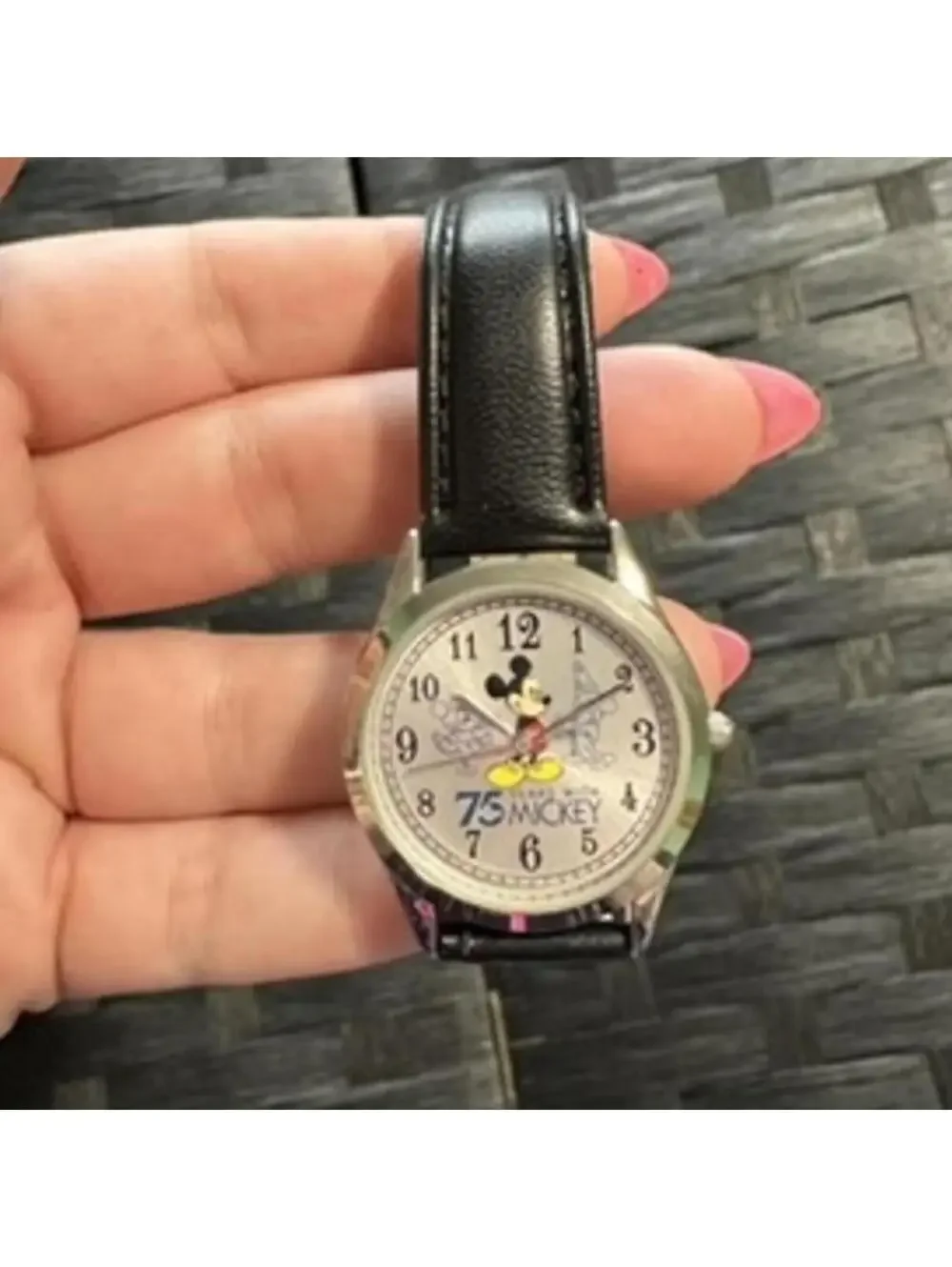 75 Years With Mickey Commemorative Watch with Black Leather Strap